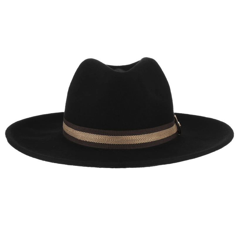 GEMVIE высокое качество с широкими полями шерсть фетровая мужская фетровая шляпа с лентой Панама Стиль Зимняя джазовая шляпа Кепка для женщин джентльмен