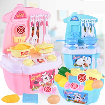 

Children's Simulate Kids Kitchen Toy Cooking Kitchenware Tableware Mini-dining Table Food Dishes Cookware Kitchen Set for Kids