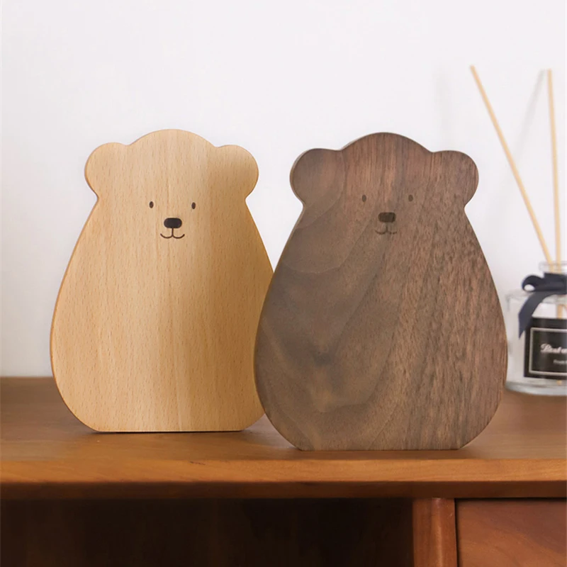 Wooden Bear Book Stand Black Walnut Desktop Bookshelf Simplicity Cute Solid Wood Bookcase Cartoon Magazine Rack Table Storage