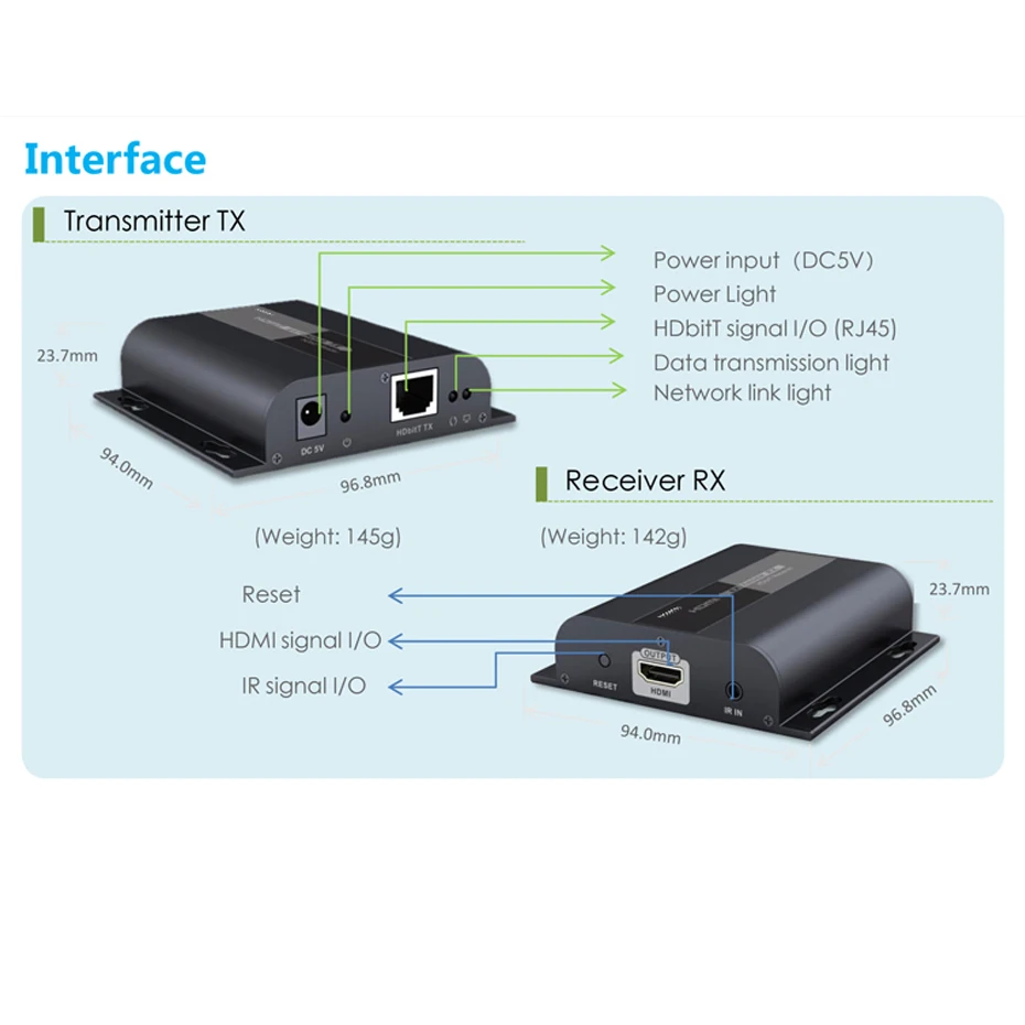 HDMI удлинитель LKV383 HDbitT ИК маршрутизаторы с помощью кабеля cat6/7 до 120 м (только