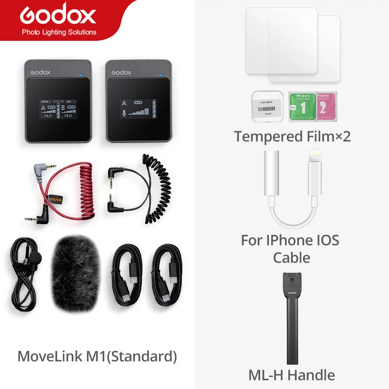 Godox MoveLink M1 M2 Wireless Lavalier Microphone Transmitter Receiver for Phone DSLR Camera Smartphone 2.4GHz Wireless Mic mic Microphones