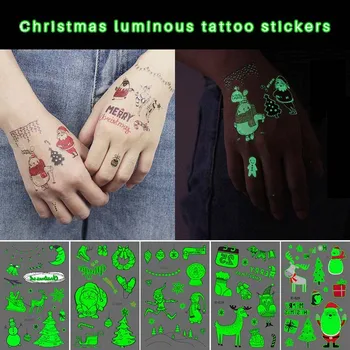 

Christmas Luminous Tattoo Sticker Waterproof Temporary Tattoo Elks Fake Tattoo Paste on Arm Leg Festival Stickers Body Art Tools