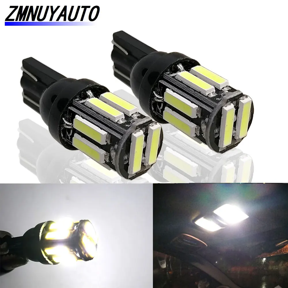 2 шт. супер яркий светодиодный T10 W5W 10SMD 7020 WY5W лампы 194 168 501 автомобиль интерьера