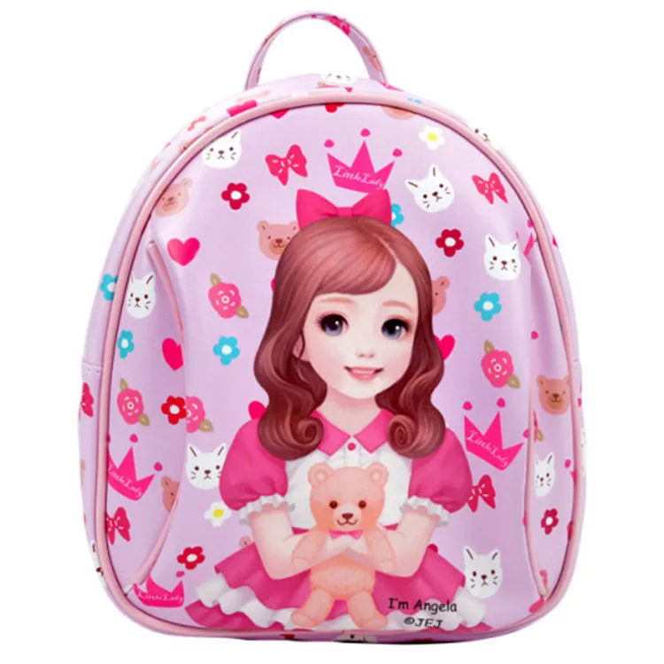 18L-forehang рюкзак новая маленькая леди Pu печать детский рюкзак в детский сад мультфильм милая сумка дети пакет для подарка на день рождения - Цвет: B