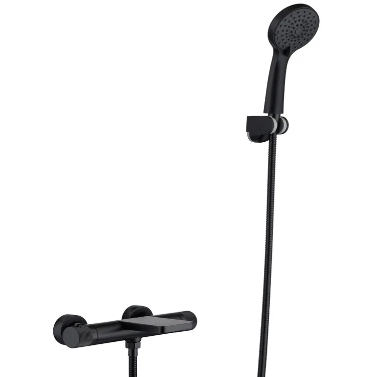 Black Shower Faucet Set Bathroom Brass Bathroom Set with Hand Shower Head Bathtub Mixer for thermostatic Europe style