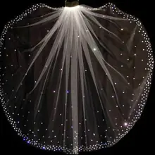 Слоновой кости белый один ярус вуаль локоть серебряные Стразы свадебная вуаль с гребнем