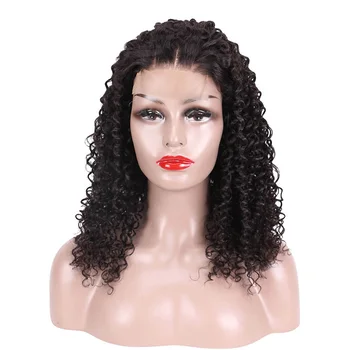 

Synthetic Kinky Curly Wig 4*4 Lace Front Wigs Short Bob Hair 12 Inch Natural Black Wig For Women Adjustable Heat Resistant