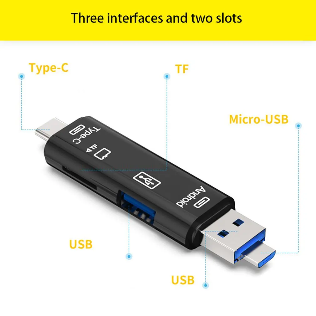 3.1Type-C 5-В-1 Кардридер мобильного телефона Dual-Применение считыватель карт OTG мульти-Функция кард-ридер устройство для считывания с tf-карт