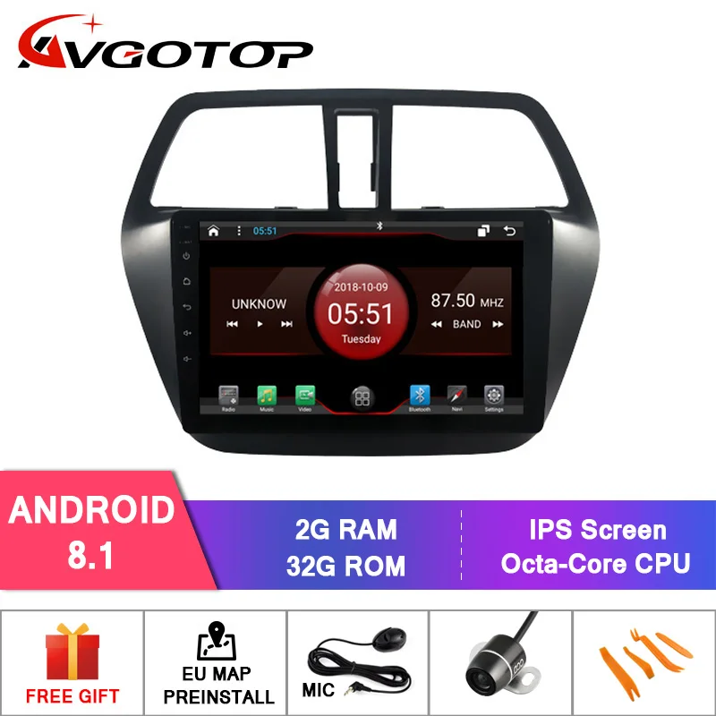 Top AVGOTOP Android 9 Bluetooth GPS Car Radio DVD Player For SUZUKI S-CROSS/SX4 2014 1