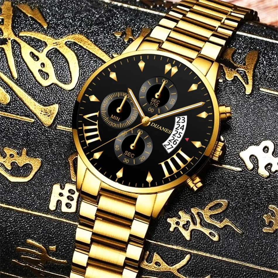 New Men Business Stainless Steel Quartz Wristwatch Fashion Mens Watches Calendar Date Clock Man Silver Bracelet Male Watch