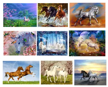 

5D DIY Diamond painting Horses under the waterfall Animal Diamond embroidery cross stitch home decoration