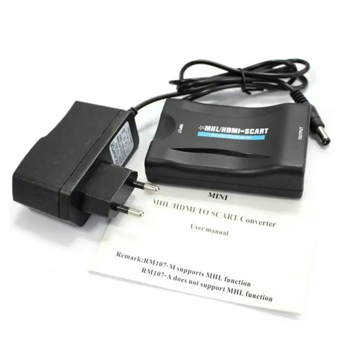 1080p Переходник HDMI-scart адаптер видео аудио конвертер скалер смартфон STB DVD - Цвет: Черный