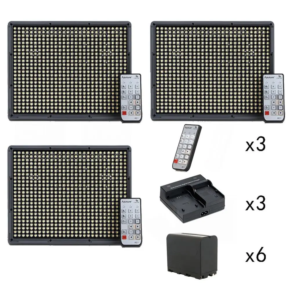 Aputure 2x HR672C+ HR672S CRI 95+ светодиодный комплект для видеосъемки, включает 6 шт. NP-F970 аккумулятор+ 3 шт. двойное зарядное устройство