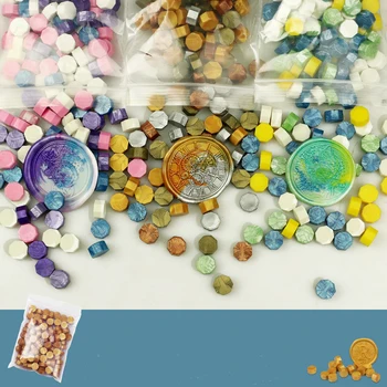 

Fire paint seal wax small bag octagonal hand ledger paint wax seal wax 30 color about 100 35g Fire Paint Seal