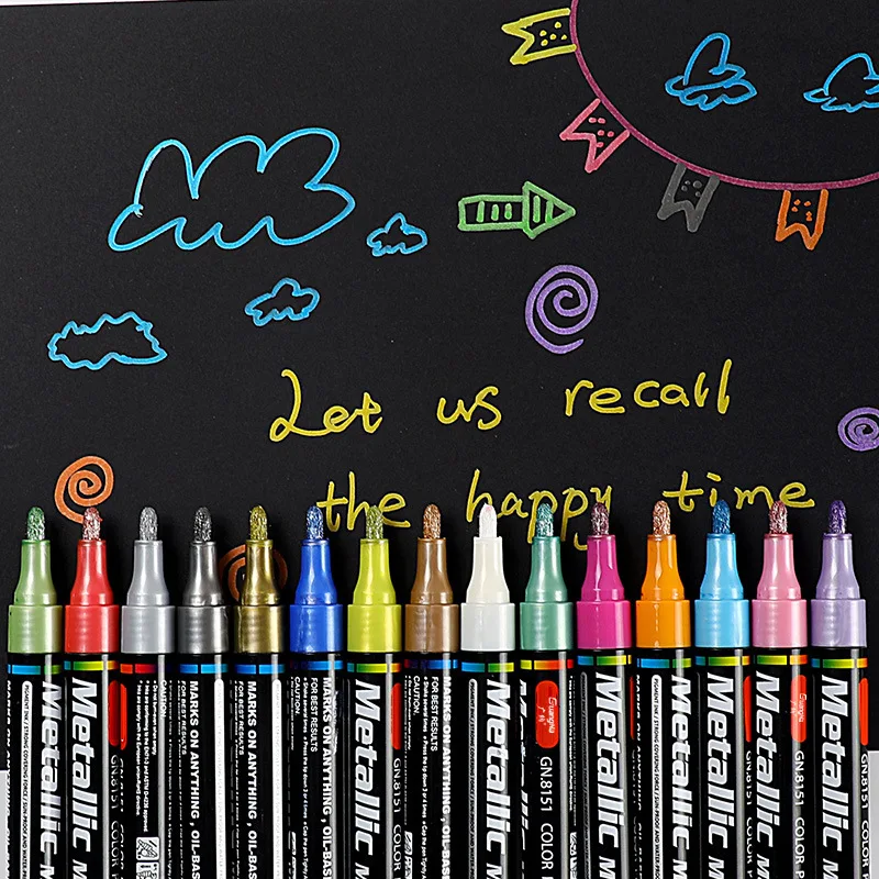 

12 Colors Marker Pen Set Creative DIY Drawing Pens for Glass Ceramics Water-based Metallic Markers Photo Album Graffiti Pen