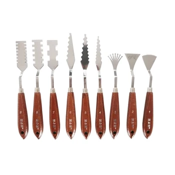 

9pcs Stainless Steel 3D Spatula Palette Knife Painting Mixing Scraper Painter's Tool Home Painting Supplies