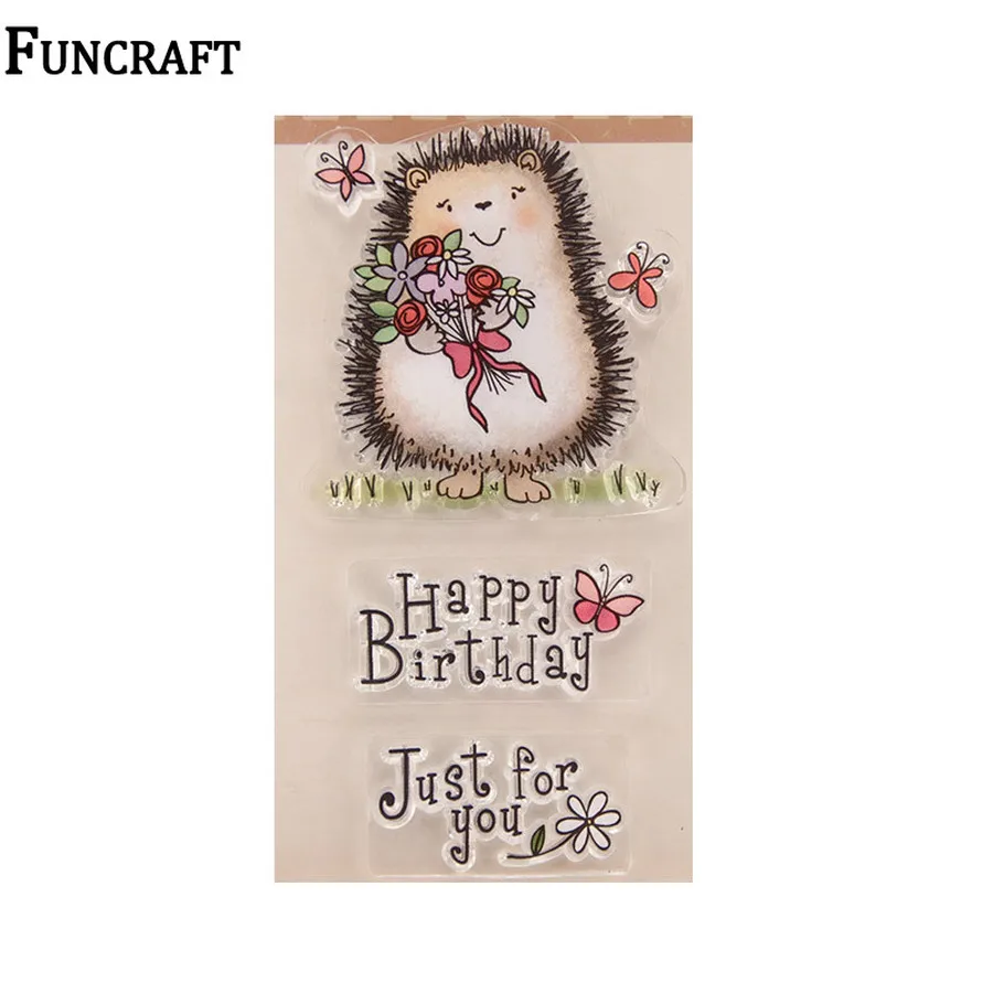 Милый ежик держатель цветов яркая бабочка прозрачные резиновые штампы для