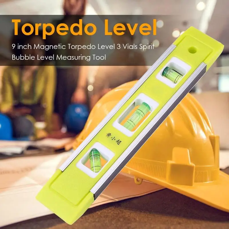 High Precision 230mm 9'' Ruler Spirit Level Bubble Vertical Magnet ABS Shell With 3 Bubble Level Measuring Instrument Tool