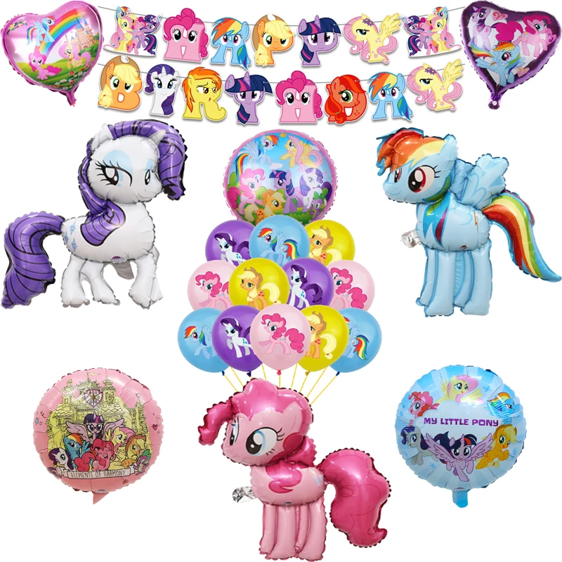 Фольгированные воздушные шары My Little Pony Розовая лошадка из латекса с животными