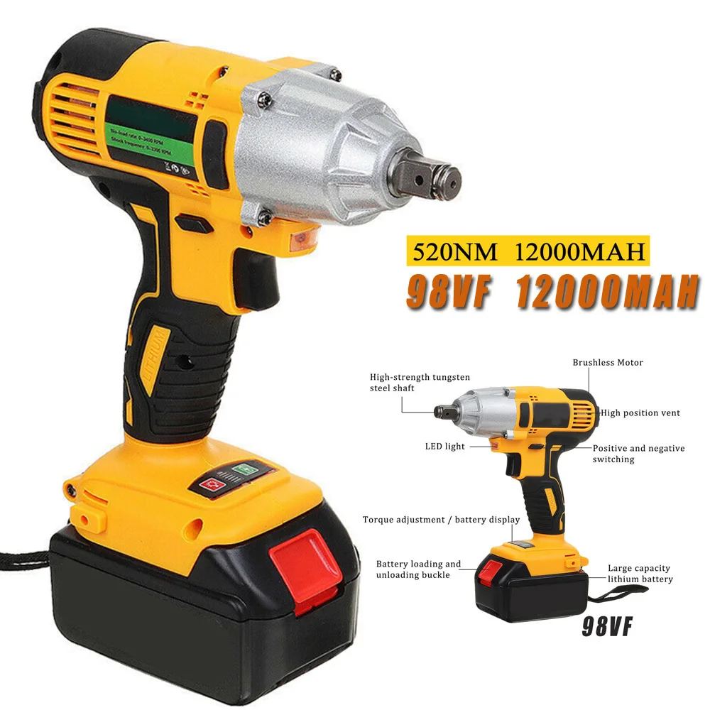 

Repair Impact Wrench Waterproof Battery Power Cable Workshop 98VF Cordless