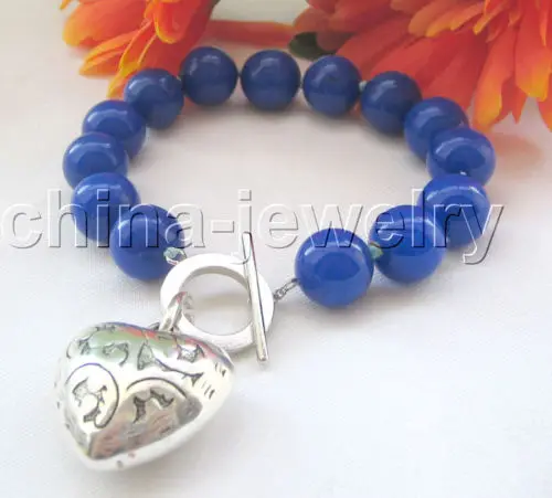Beautiful 8&quot 12mm perfect round lapis lazuli color stone bracelet - GP clasp @^Noble style Natural Fine jewe | Украшения и