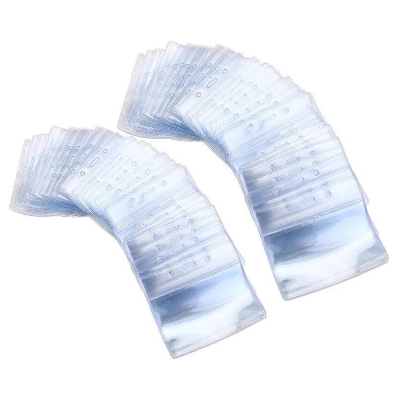 Disposable Dispenser 100pcs Waterproof Plastic Horizontal Name Tag Insignia coin ID card holder