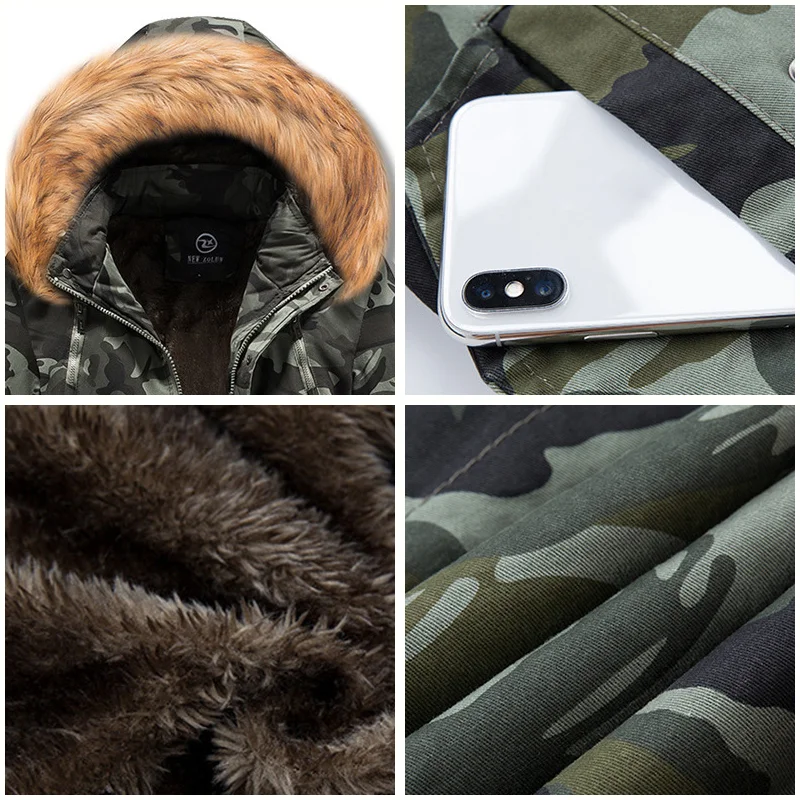 Fashion Camouflage Winter Jacket Men Hooded Warm Long Coat Men Autumn Military Fashion Mens Jackets Army Outdoor Streetwear