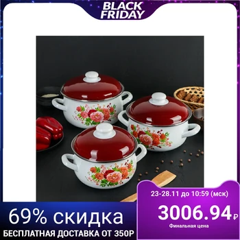 

Set of pots "Peonies", 3 pcs: 2 l, 3 l, 4 l