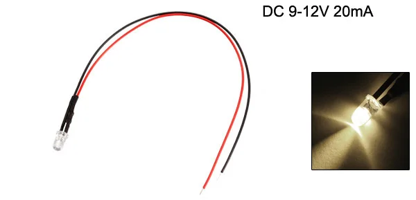 Warm White 5mm Uxcell Предварительно смонтированные светодиоды светильник DC 9-12 В 20mA 3 мм/5 мм Предварительно Проводная лампа для хобби светильник ing автомобиль Лодка промышленная камера и игрушки - Цвет: Warm White 5mm