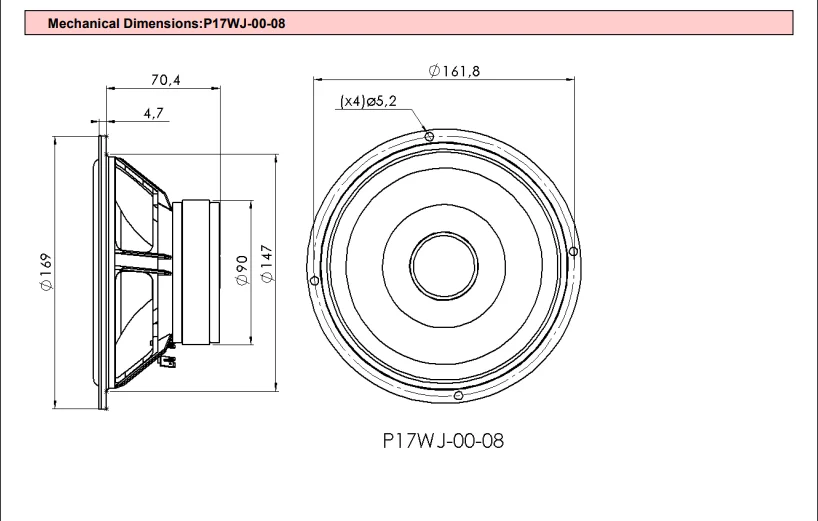2Pieces Original Vifa P17WJ00-08 6.5 Inch low Frequency Speaker Driver Unit Magnesium Chassis Polycone 4-8ohm/150W audio speakers,speaker repair parts