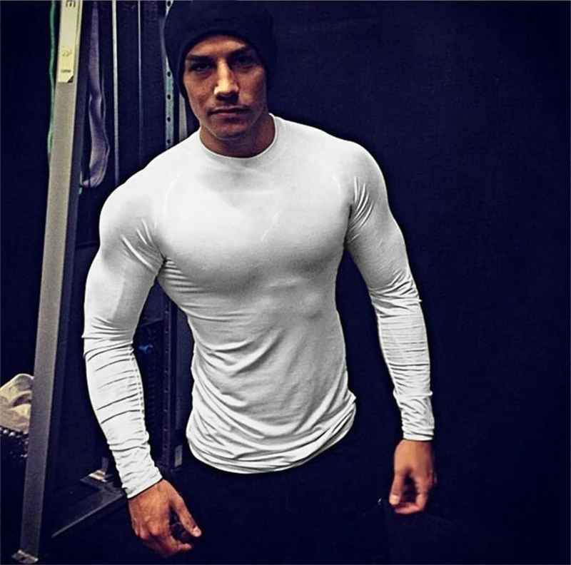 Autumn Long Shirt Men Fitness T shirt Tee Shirt Workout Muscle Gym Clothing Bodybuilding Tshirts|T-Shirts| - AliExpress