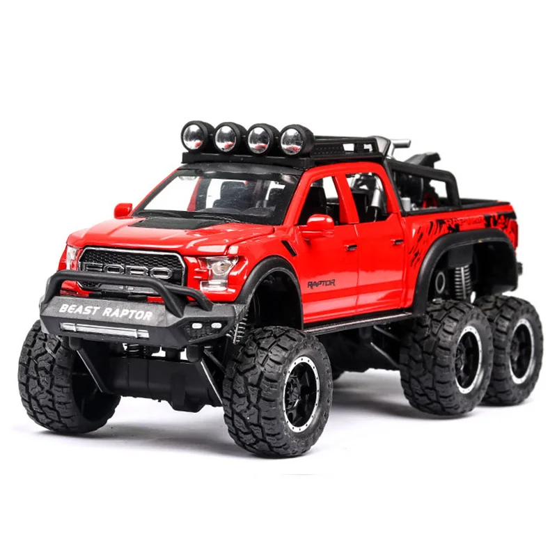 1:28 литье под давлением FORD RAPTOR f150 SUV металлическая модель автомобиля игрушечные колеса сплав автомобиль звук и светильник оттягивающийся автомобиль мальчик малыш игрушки vw модель - Цвет: f150 red