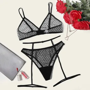 

Women Sexy Lingerie Lace Sleeveless Solid G-string Thong Lady Underwear Sleepwear New Fashion Garter Lingerie Set soutien gorge