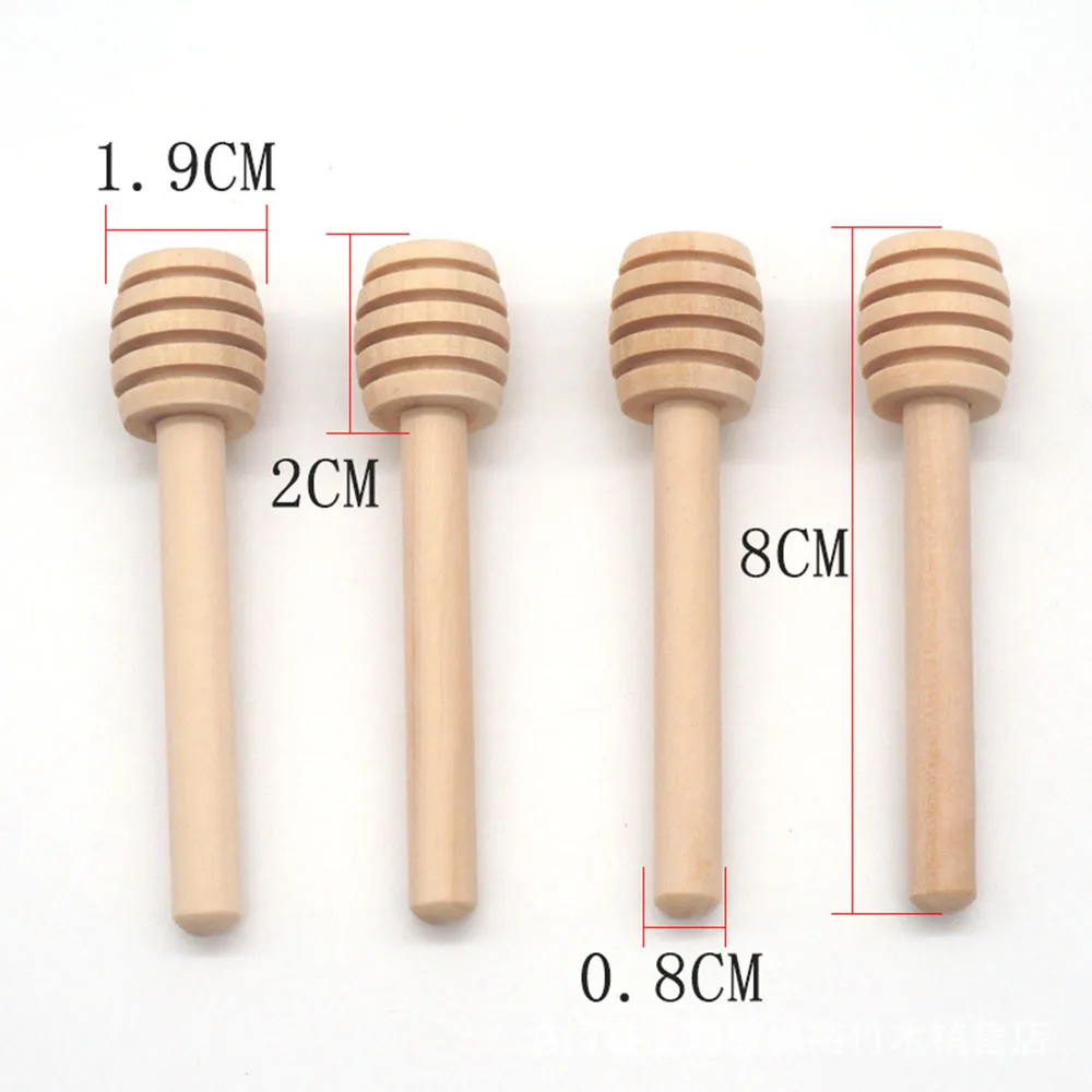 100 Pack Of Mini 3 Inch Wood Honey Dipper Sticks spoon Individually Wrapped Server For Honey Jar Dispense Drizzle Honey-11