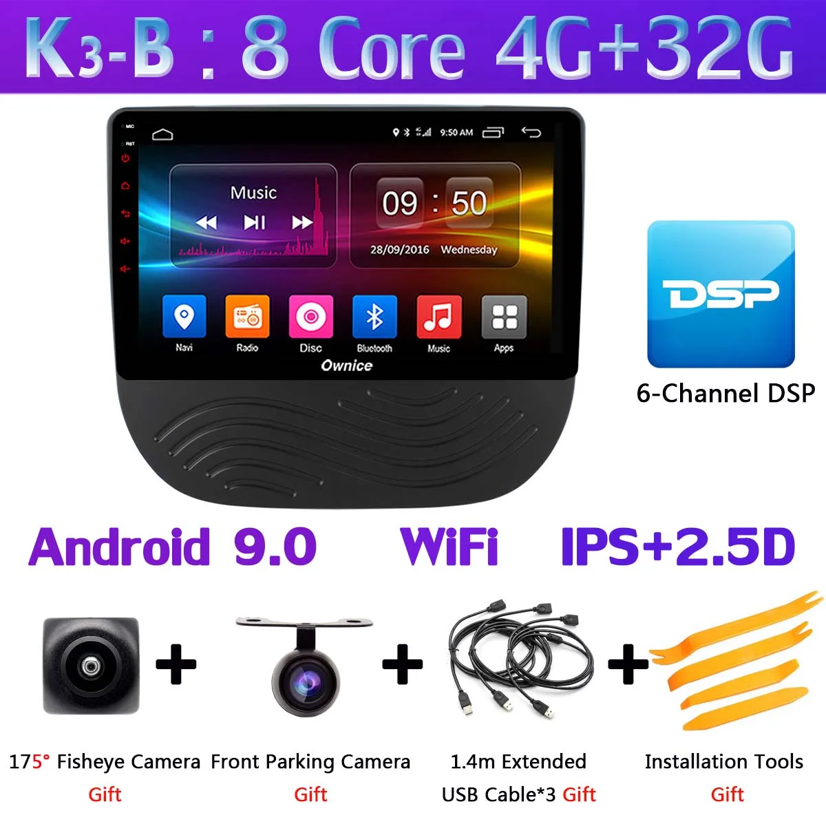1din 360 ° 4×Camera Android 9,0 8 Core, 4 Гб+ 64G DSP CarPlay автомобильный мультимидийный Навигатор Радио плеер для Chevrolet Malibu - Цвет: K3-B