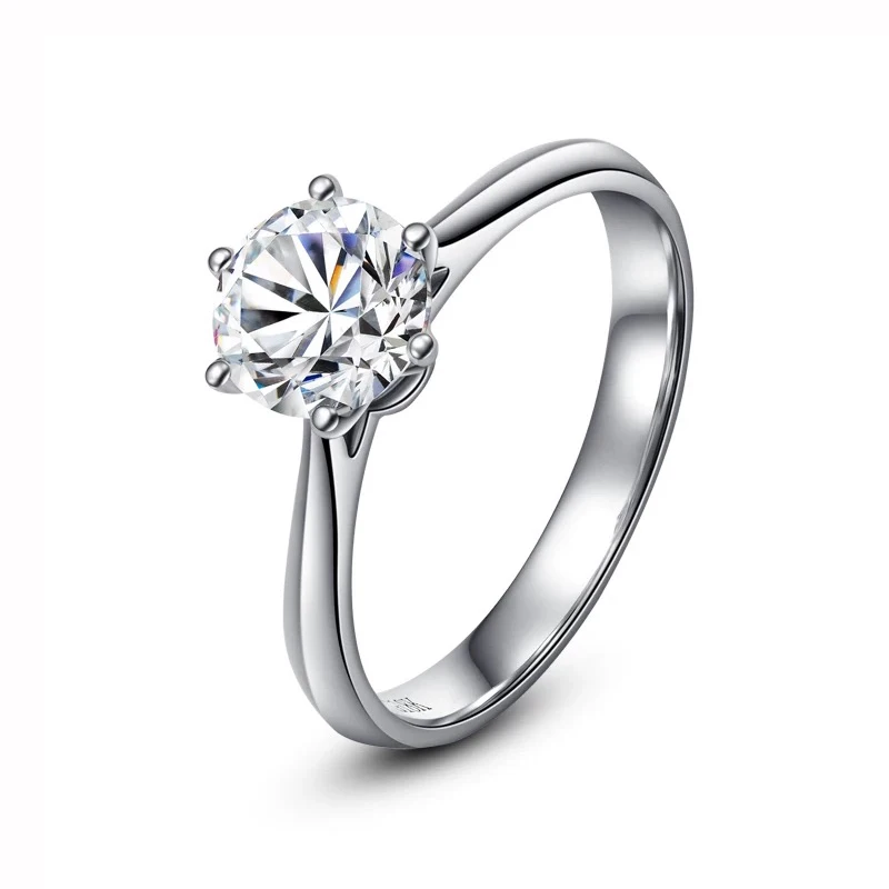 Стерлинговое Серебро 925 пробы, 1ct, классическое круглое кольцо с бриллиантами, ювелирное изделие, Муассанит, кольцо для помолвки, юбилея