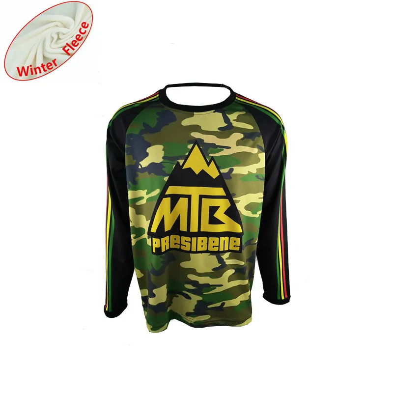 Новинка, MTB, Джерси, мужская, с длинным рукавом, летняя, для езды на велосипеде, для горного велосипеда, Джерси без молнии, быстросохнущая, полиэстер, для горного велосипеда, Джерси - Цвет: winter fleece