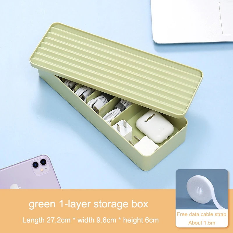 Cable Storage Box colour Plastic Data Line Storage Container for Desk Stationery Multifunctional headset Data charging line plastic storage bins Storage Boxes & Bins