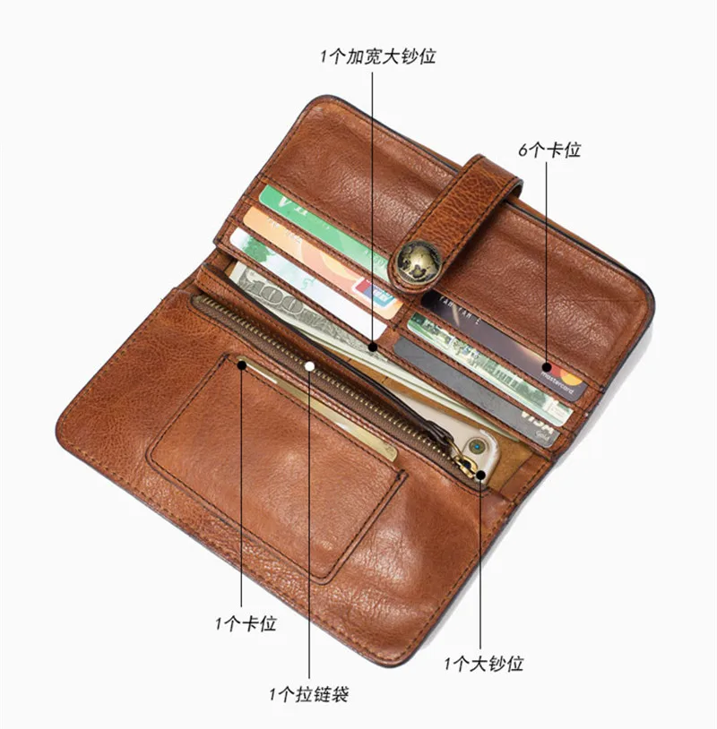 PNDME designer long vintage genuine leather hasp men's women's clutch wallet casual teens luxury cowhide brown card holder purse