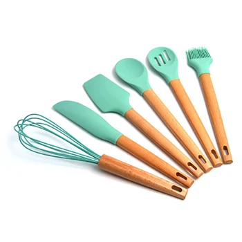 

New Style Kitchenware Fresh Appearance Cooking Spoon Shovel Eggbeater Scraper Brush Wooden Handle Anti-scalding Design