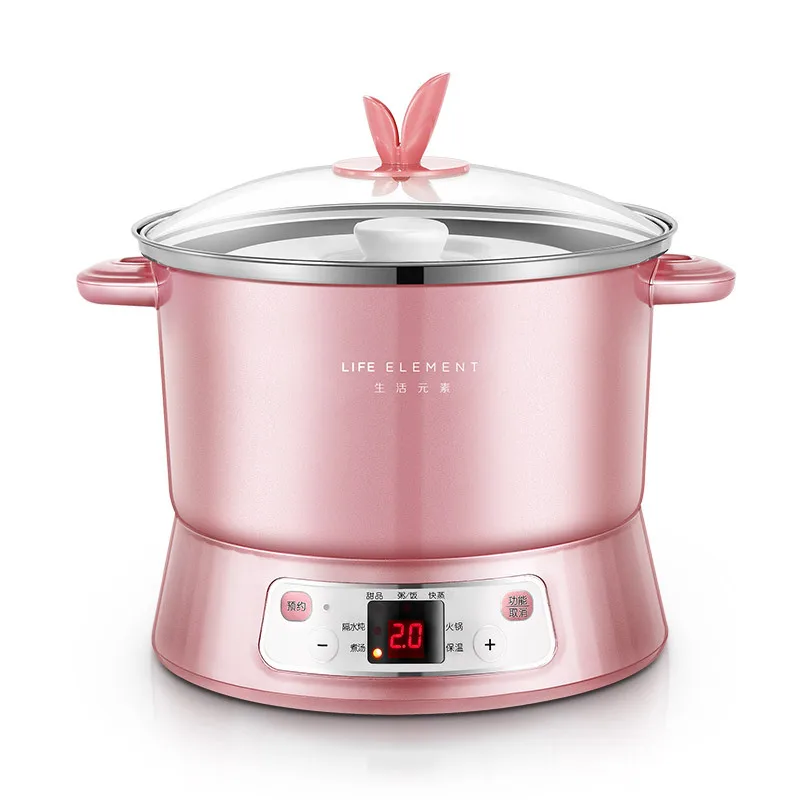 Электрическая сковорода медленноварки полностью автоматическая Керамическая электрическая плита тушеная птичье гнездо суп, каша горшок Smart Touch - Цвет: Розовый