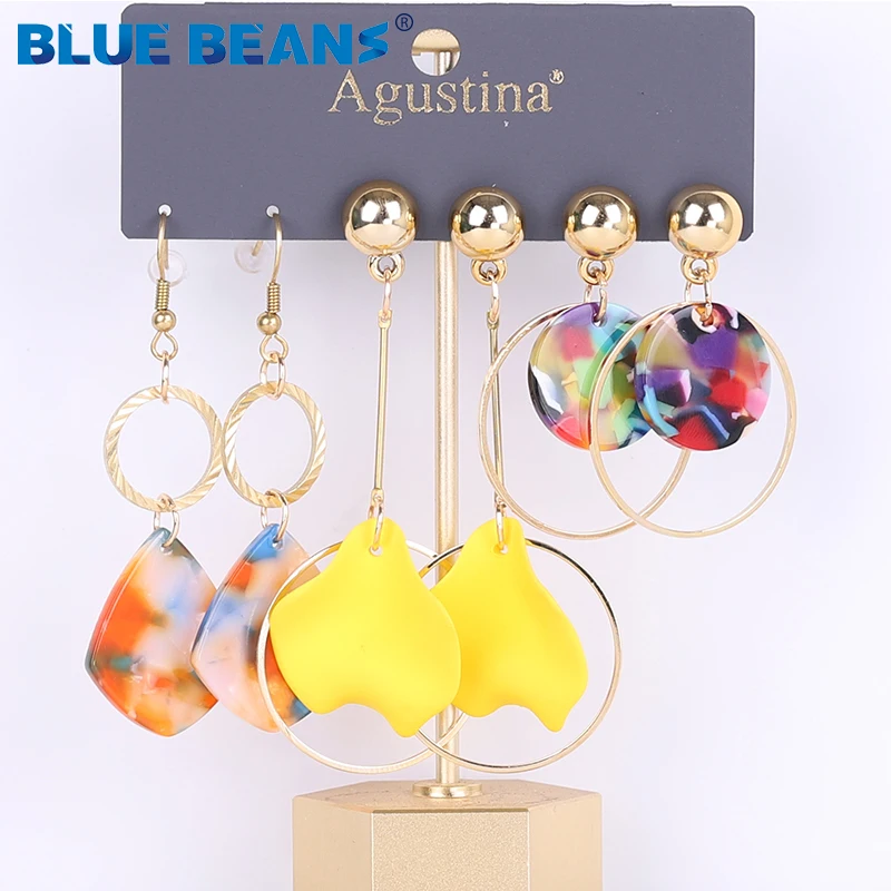 BLUE BEANS Set Earring For Women Drop Earrings Fashion Jewelry Long white Earrings Set Girls acrylic Boho Girls Dangle Earring drop earrings dangle earrings long earrings acrylic earrings