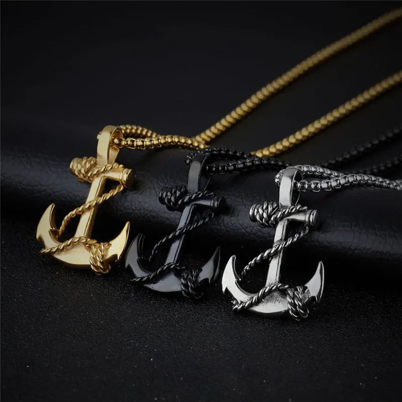 Simple Classic Fashion Anchor Cross Antique Silver Color Pendant Girl Short Long Chain Necklaces Jewelry For