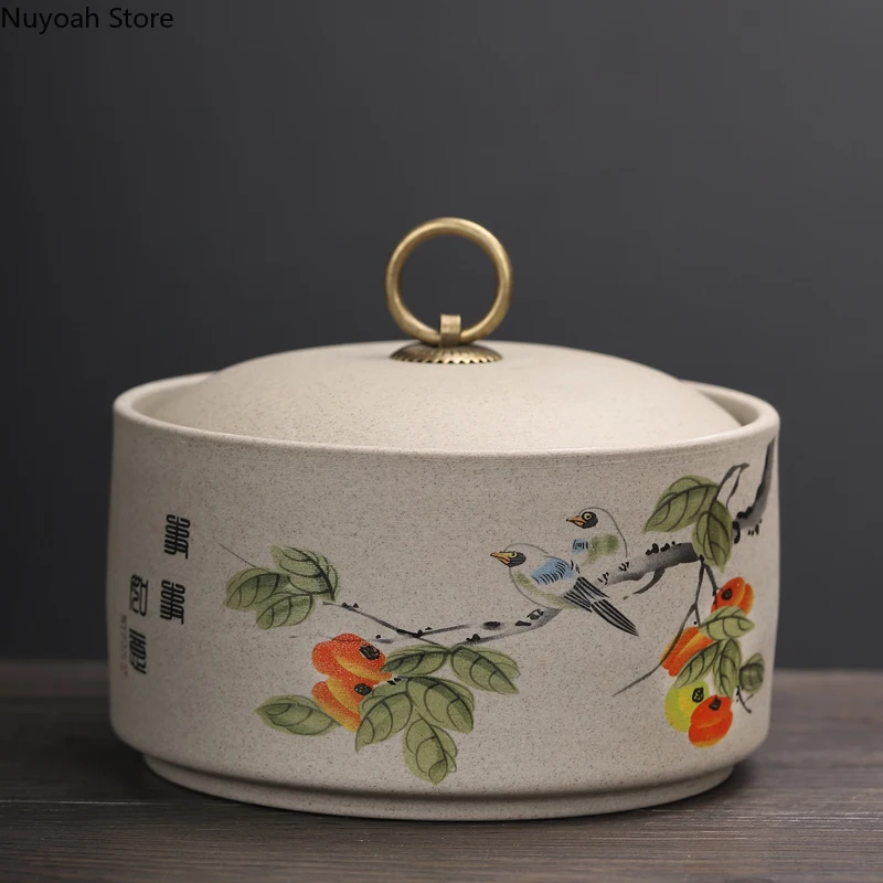 Medium-sized Tea Cans Household Ceramic Sealed Cans Ceramic Jars Storage Tanks Moisture-proof Tea Coffee Table Decorations tea tin box tea canister