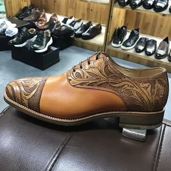 

Z1999 custom made top quality handmade Goodyear welted skill Italian cowhide genuine cow leather super carving shoe 38-50