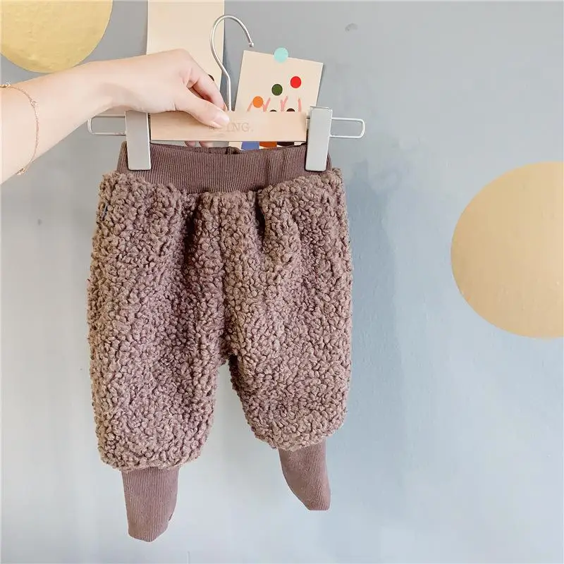 Коричневый Штаны для девочек, осенне-зимние штаны, детская одежда, Детский свитер для девочек, штаны для малышей - Цвет: Коричневый