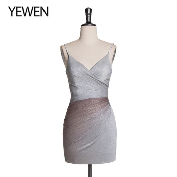 

Sexy V Neck Cocktail Dresses 2020 Short Party Gowns Sleeveless Knee-Length Robe Cocktail Courte Casual Bodycon Dress