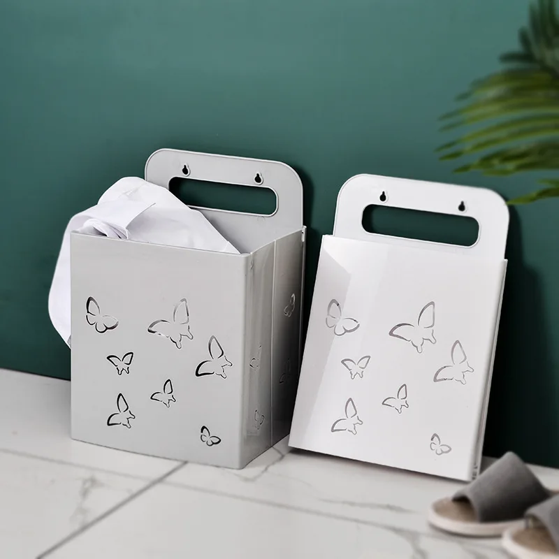 

Large Folding Laundry Basket Wall Mount Plastic Cube No Holes Hanging Cabinet Rack Storage Desk