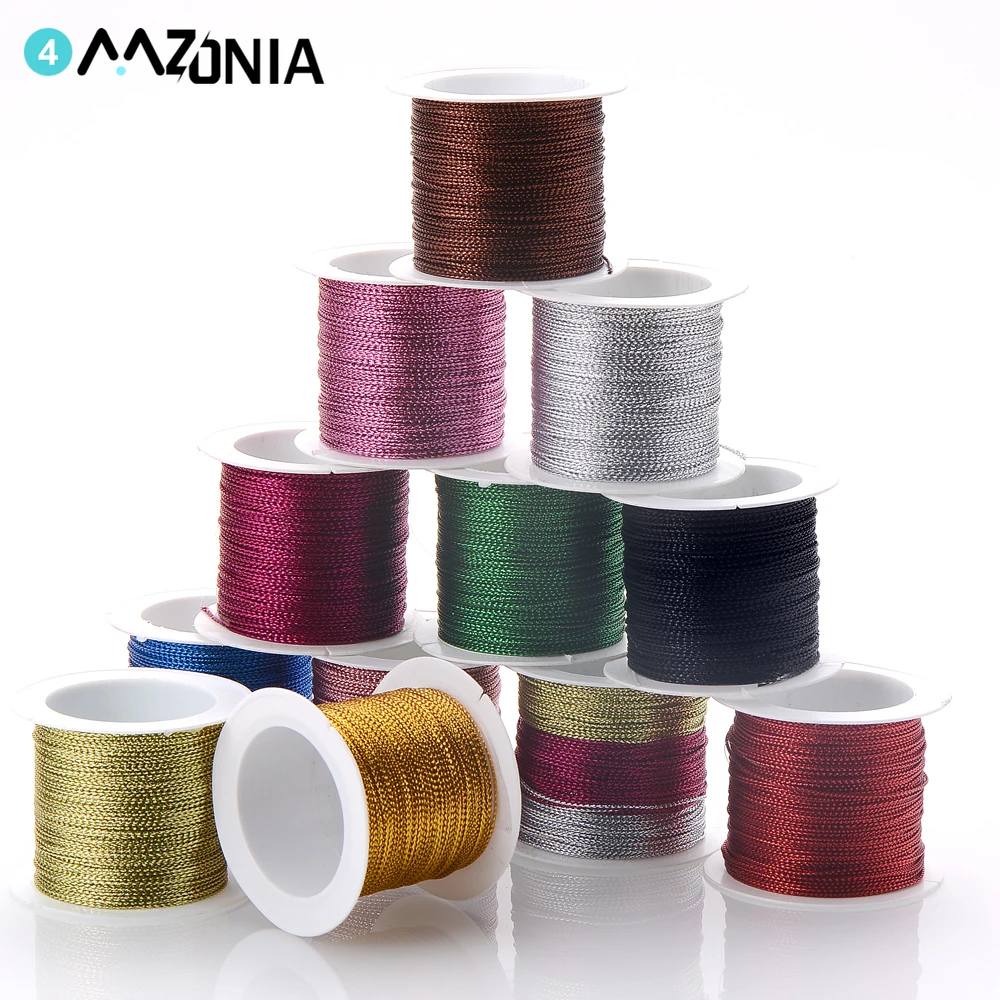20/40/100M Gold Wire Glitter Thread Tag Rope Round Core-Spun Rope 1mm Diy Making Jewelry Craft Christmas Gift Wrapping Thread