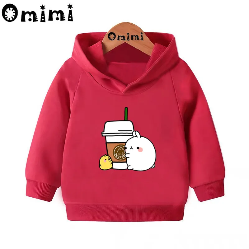 Molang and Piupiu/милые толстовки с героями мультфильмов; детские толстовки с капюшоном; крутой пуловер для малышей; топы для девочек и мальчиков; осенняя одежда; KMT5217